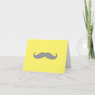 Note Card - Gelb mit grauem Schnurrbart Dankeskarte