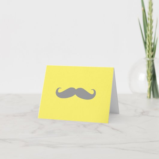 Note Card - Gelb mit grauem Schnurrbart Dankeskarte (Vorderseite)