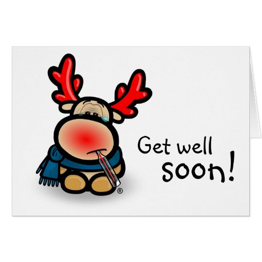 Note Card "Get well soon!" with moose Elmondo Karte