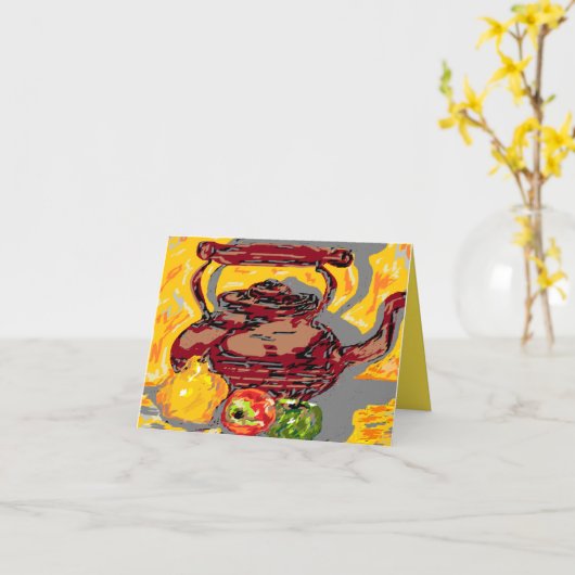 Note Card Leere Inside Tea Wasserkocher mit Frucht Karte (Gelbe Blume)