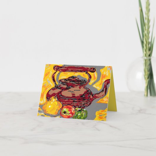 Note Card Leere Inside Tea Wasserkocher mit Frucht Karte (Vorderseite)