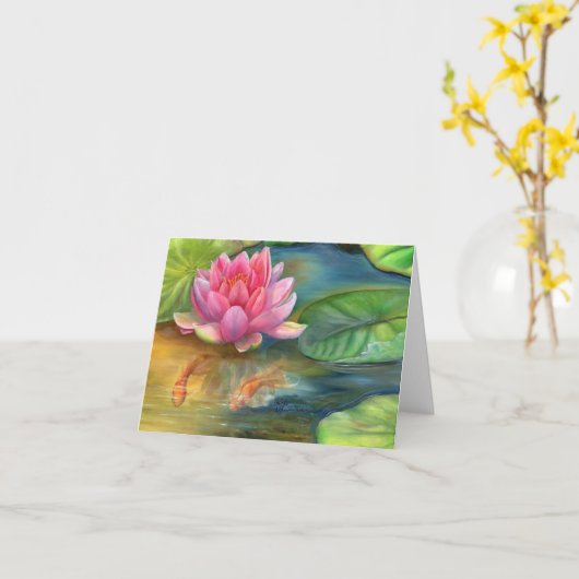 Note Card - Lotus Blume and Goldfish Karte (Gelbe Blume)