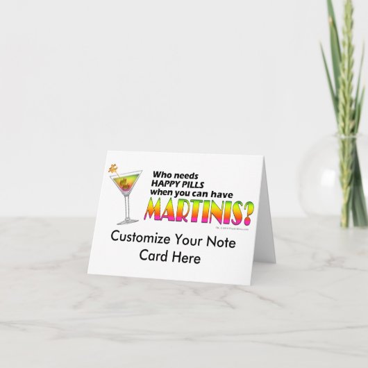 Note Card - Martinis v. Happy Pills Karte (Vorderseite)