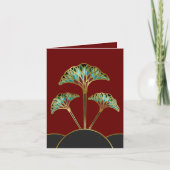 Note Card mit Art Deco Ginkgo Blätter Karte (Vorderseite)