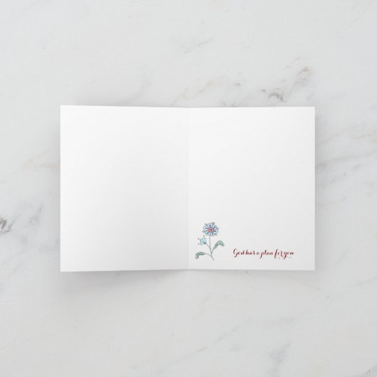 Note Card mit Blue Whimsical Blume Karte (Innenseite)
