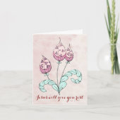 Note Card mit drei Whimsistischen Blume Karte (Vorderseite)