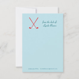 Note Card Preppy Blue and Red Golf Stationery Dankeskarte