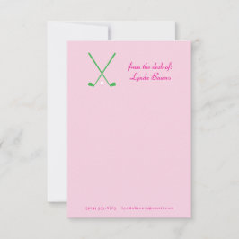 Note Card Preppy Pink and Green Golf Stationery Dankeskarte