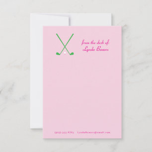 Note Card Preppy Pink and Green Golf Stationery Dankeskarte