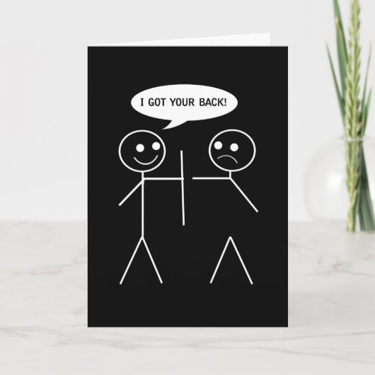 Note Card - STRICHMÄNNCHEN-HALTUNG - SCHWARZ/WEISS Dankeskarte (Vorderseite)