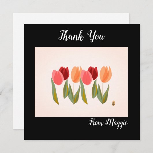 Note Card Vielen Dank mit sechs Tulips Dankeskarte (Vorne/Hinten)