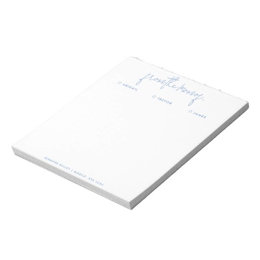 Note "From the Mama" to School, Blue Notepad Notizblock (Rotiert)