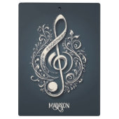 Note für benutzerdefinierten Text Musical Clef Klemmbrett (Rückseite)