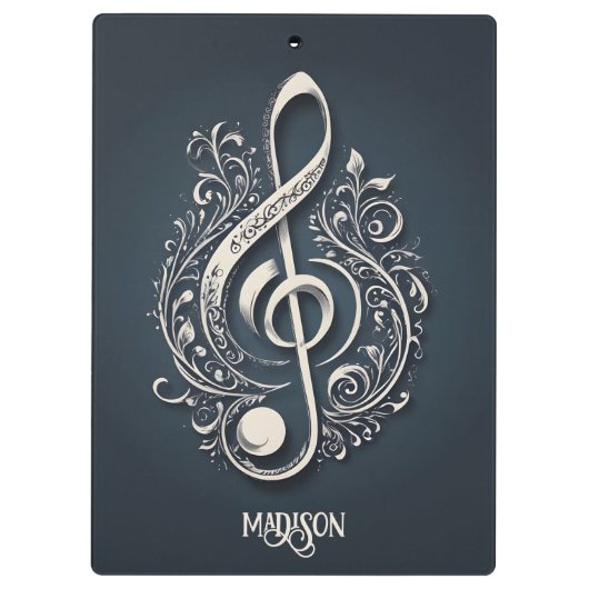 Note für benutzerdefinierten Text Musical Clef Klemmbrett (Rückseite)