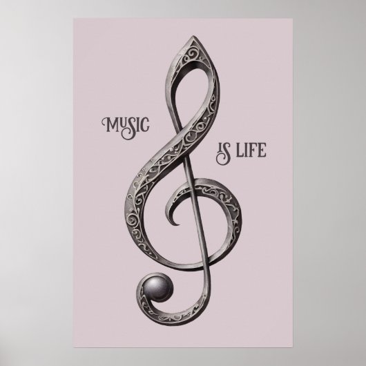 Note für benutzerdefinierten Text Musical Clef Poster (Vorne)