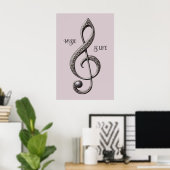 Note für benutzerdefinierten Text Musical Clef Poster (Heimbüro)