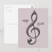 Note für benutzerdefinierten Text Musical Clef Postkarte (Vorne/Hinten)