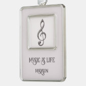 Note für benutzerdefinierten Text Musical Clef Rahmen-Ornament Silber (Links)