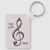 Note für benutzerdefinierten Text Musical Clef Schlüsselanhänger (Rückseite)