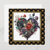 Note Gothic Rote Rose and Heart Greeting Card (Vorne/Hinten)
