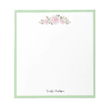 Note Pad with Name Soft Pink Roses