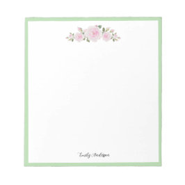 Note Pad with Name Soft Pink Roses Notizblock