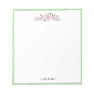 Note Pad with Name Soft Pink Roses Notizblock