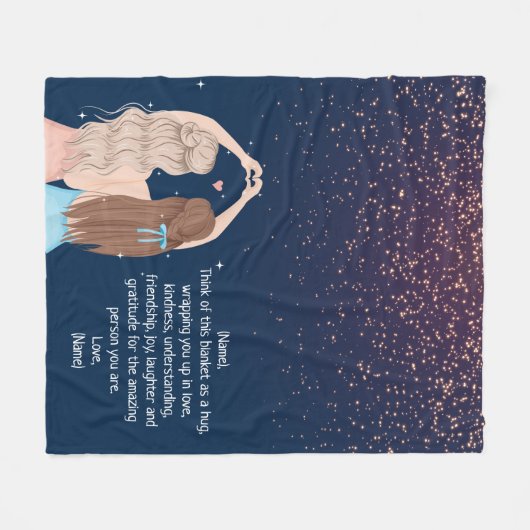 Note: The Navy Gold Sparkle Girls Friend Letter Fleecedecke (Vorderseite (Horizontal))