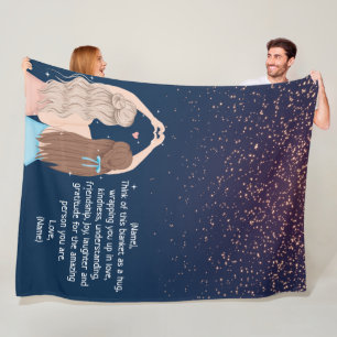 Note: The Navy Gold Sparkle Girls Friend Letter Fleecedecke