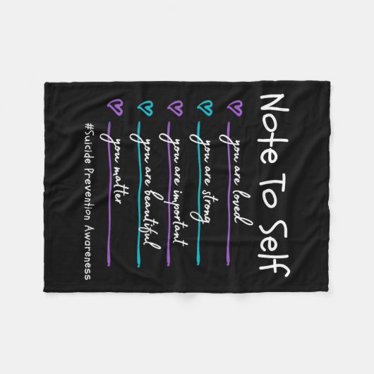 Note To Self You Suicide Prevention Awareness  Fleecedecke (Vorderseite (Horizontal))