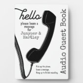 Note Wedding Audio Guest Book Black Phone Receiver Fotoplatte (Vorderseite)
