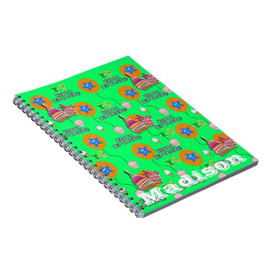 Notebook, #10 Happy 10 th Birthday Notes Green Notizblock (Rechte Seite)