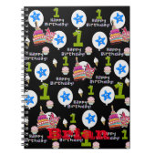Notebook, #1Happy First Birthday Notes Black Notizblock (Vorderseite)