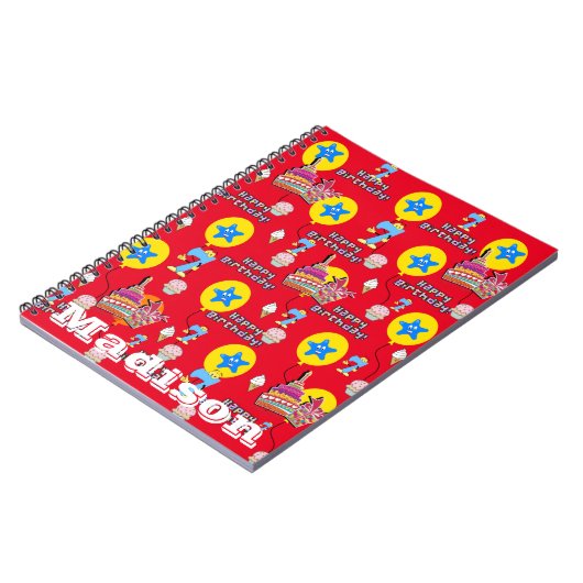 Notebook, #7 Happy 7th Birthday Notes Red Notizblock (Linke Seite)