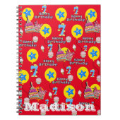 Notebook, #7 Happy 7th Birthday Notes Red Notizblock (Vorderseite)
