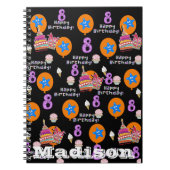 Notebook, #8 Happy 8th Birthday Notes Black Notizblock (Vorderseite)