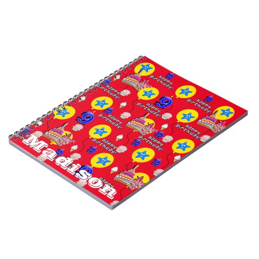 Notebook, #9 Happy 9th Birthday Notes Red Notizblock (Linke Seite)