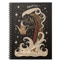 Notebook Aquarius Celestial Zodiac Art Notizblock