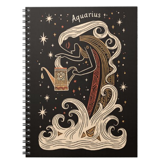 Notebook Aquarius Celestial Zodiac Art Notizblock (Vorderseite)