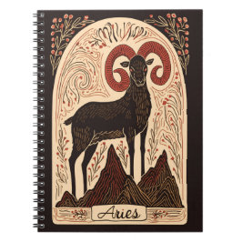 Notebook Aries Celestial Zodiac Art Notizblock