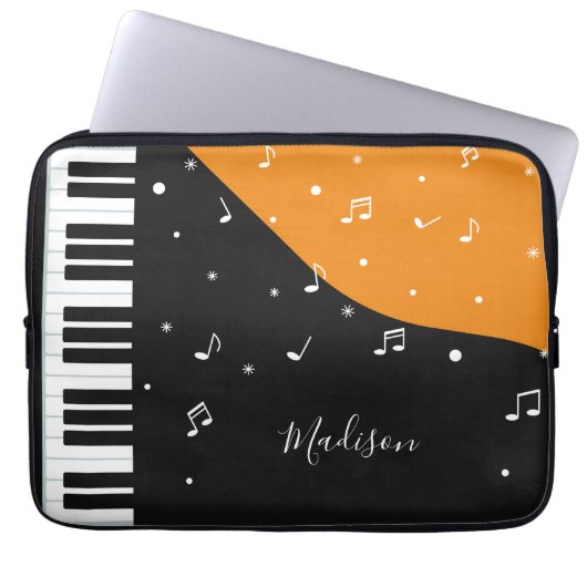 Notebook-Ärmel für Klaviermusik individuelle Name Laptopschutzhülle (Vorderseite)