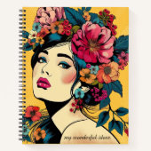 Notebook-ART Print Women with Blume Wreath Notizblock (Vorderseite)