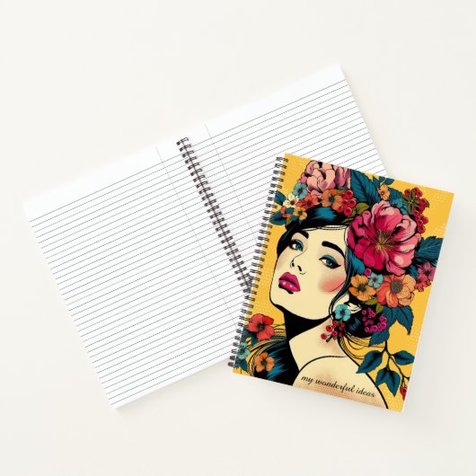 Notebook-ART Print Women with Blume Wreath Notizblock (Innenseite)