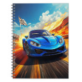 Notebook - Blauer Sportwagen Notizblock (Vorderseite)