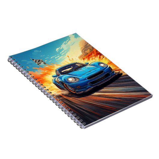Notebook - Blauer Sportwagen Notizblock (Rechte Seite)