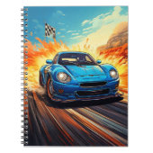 Notebook - Blauer Sportwagen Notizblock (Vorderseite)