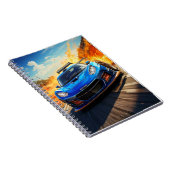 Notebook - Blauer Sportwagen Notizblock (Rechte Seite)