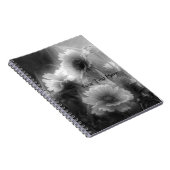 Notebook-Blume in Schwarz und Weiß Notizblock (Rechte Seite)