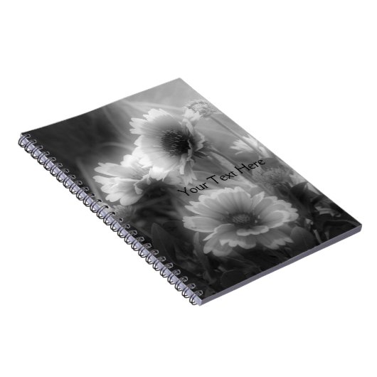Notebook-Blume in Schwarz und Weiß Notizblock (Rechte Seite)