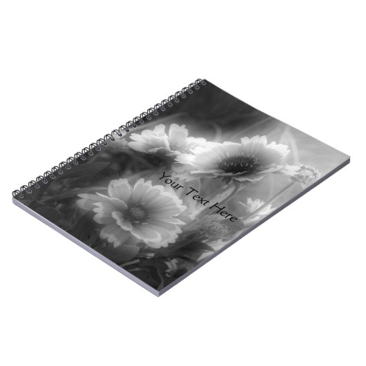 Notebook-Blume in Schwarz und Weiß Notizblock (Linke Seite)